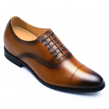 Chamaripa herrenschuhe mit hohem absatz - schuhe mit erhöhung für männer - braune Oxford-Schuhe 7CM größer