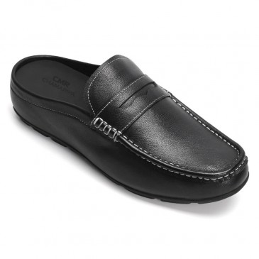 Chamaripa Höhe zunehmende Slipper Schuhe schwarz Leder Kleid Pantoffel Aufzug Mokassins Fahrschuhe 5 CM