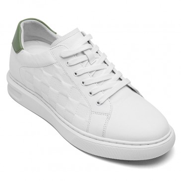 Schuhe Die Größer Machen - Hochhackige Herrenschuhe - Weiße Freizeit Sneaker 7cm