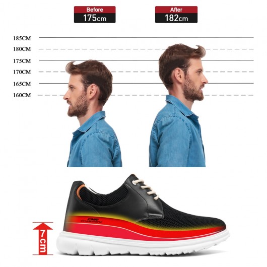 asansör spor ayakkabıları - erkekleri daha uzun yapan günlük ayakkabılar - erkekler için siyah örgü spor ayakkabılar 7CM