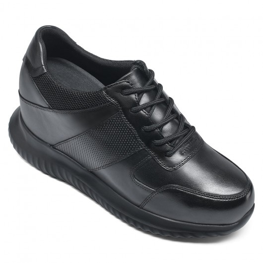 Erkekler için CHAMARIPA asansör sneakers siyah hakiki deri ayakkabı 10cm daha uzun olacak