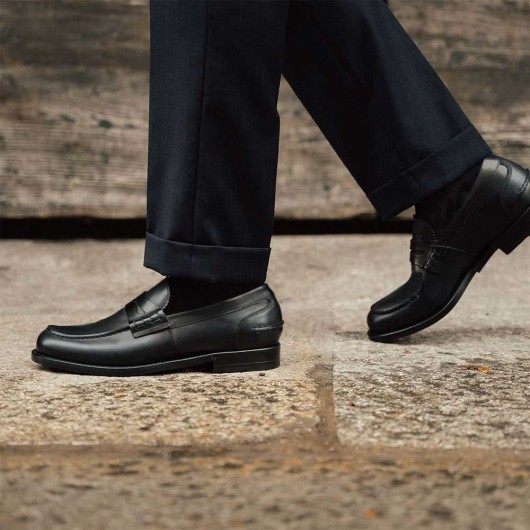 uzun erkek ayakkabı - boy uzatma ayakkabı - El yapımı butik erkek ayakkabı loafer'ları 6 CM (Ayakkabısız Son)