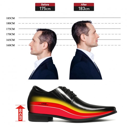 Siyah Yükseklik Artırılması Asansör Ayakkabıları Occident Elbise Ayakkabıları Taller 8cm