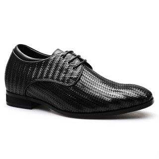 Customized Men Taller Shoes Hidden Heel Lift Shoes Woven Leather Elevator Shoes 7 CM /2.76 Inches