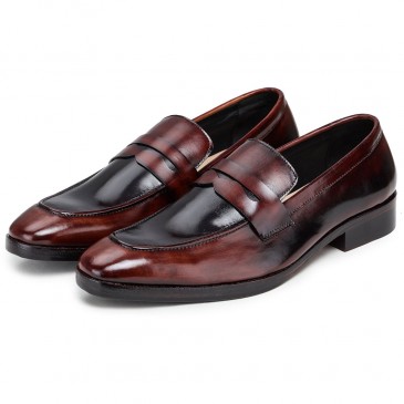 CHAMARIPA erkekler için boy uzatan ayakkabılar - el yapımı kuruş loafer'lar - kahverengi - 7CM daha uzun