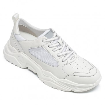 erkekler için boy uzatan spor ayakkabı - spor ayakkabı yüksekliği artırır - erkek beyaz spor ayakkabı 7 CM