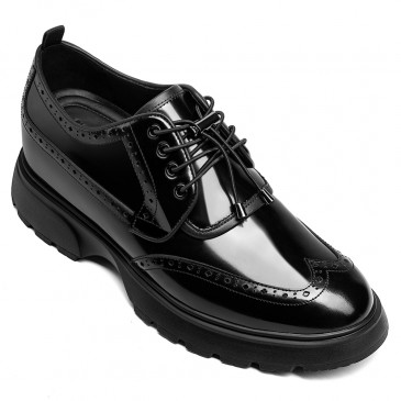 yüksekliği artıran rahat ayakkabılar - erkekleri daha uzun yapan ayakkabılar - erkekler için siyah gündelik brogues 7CM