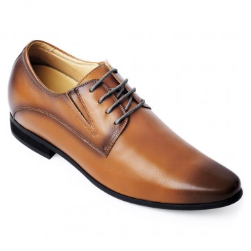 Erkek yükseklik artışı ayakkabı resmi yükseklik artış elbise ayakkabı kahverengi derby ayakkabı 8 CM
