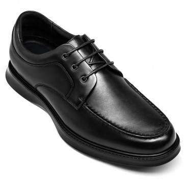 Erkek Boy Uzatma Ayakkabısı - Yüksek Topuklu Erkek Elbise Ayakkabı - Erkek Siyah Deri Derby Ayakkabı 6 CM