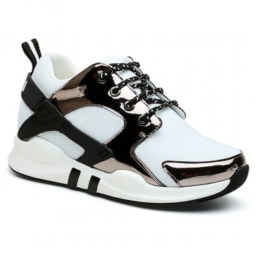 Kadın Asansör Ayakkabı Gizli Topuk Sneakers Beyaz Taller Ayakkabı 7 CM