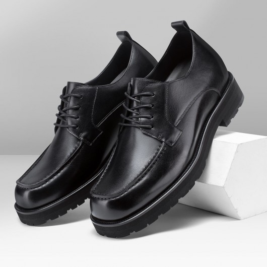 รองเท้าทางการลิฟท์ - รองเท้าแต่งตัวผู้ชายที่ทำให้คุณสูงขึ้น - รองเท้าหนังสีดำผู้ชายดาร์บี้ 8 CM