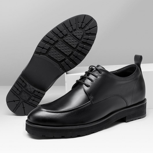 รองเท้าเสริมความสูง - รองเท้าเสริมส้นชาย - รองเท้าแต่งดาร์บี้ สีดำ ที่ทำให้สูง 8 CM