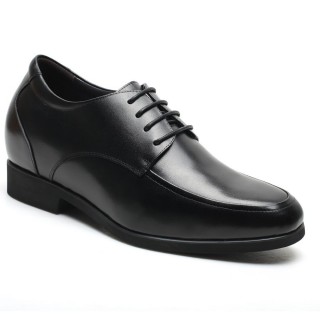 high heel men dress shoes - black leather men taller shoes - elevator dress shoes 7CM / 2.76 Inches