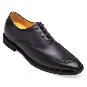 Giày thang máy ăn mặc - màu tím đậm Giày gót ẩn dành cho nam giới - Thủ công da Patina Oxfords 7CM