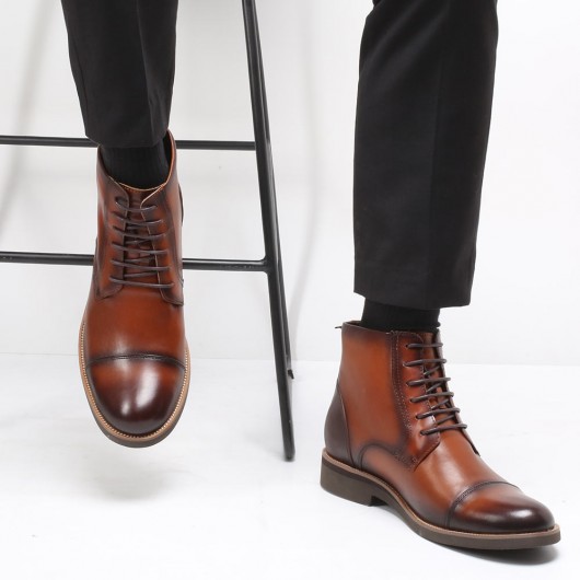 Chamaripa laarzen verhogen bruin verhoogde schoenen heren schoenen voor kleine  mannen 8CM