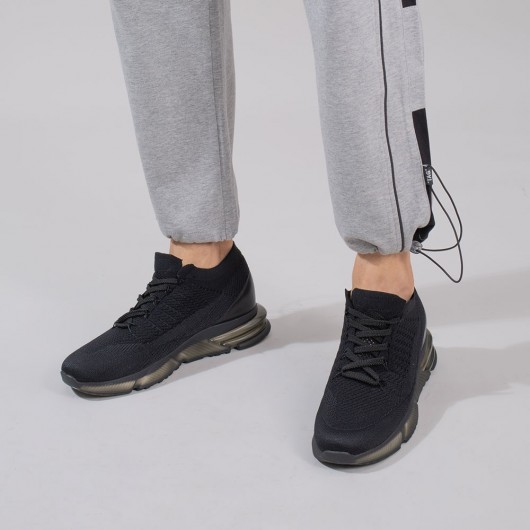 CHAMARIPA verhoogde schoenen voor mannen - schoenen met verhoogde hiel -  sportschoenen met sleehak zwart 7CM