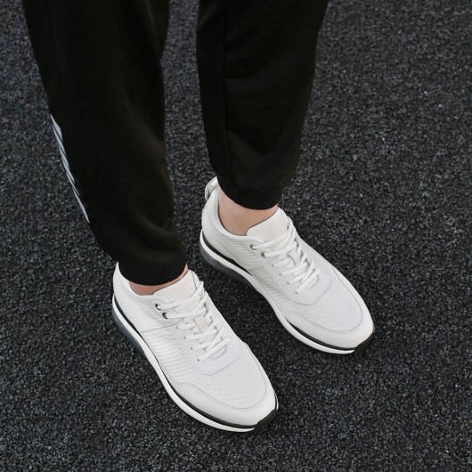 CHAMARIPA verhoogde schoenen voor mannen - herenschoenen met verhoogde hak  - vrijetijdsschoenen wit 8 CM