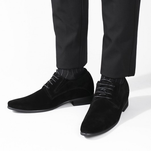 Chamaripa onzichtbaar verhoogde schoenen mannen schoenen met ingebouwde hak suede  schoenen heren Zwart 8 CM Langer - H62D11K014D