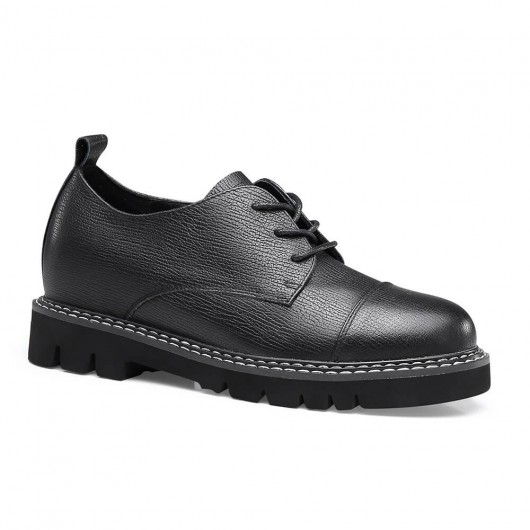 CHAMARIPA verhoogde schoenen voor vrouwen verborgen hak casual schoenen  dames zwart kalfsleer 7CM - L01LA207912