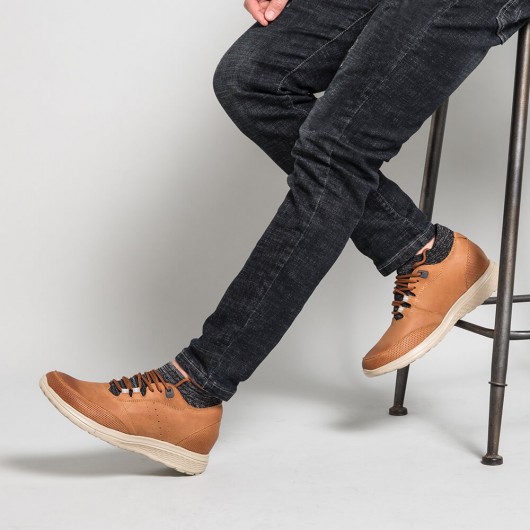 Chamaripa Verhogende Schoenen schoenverhoging Bruin leren sneakers heren 7  CM Langer - H81C83K022D