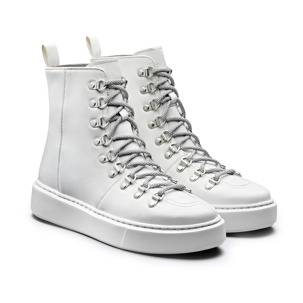 CHAMARIPA dames sneakers met verhoogde hak - sneakers met verborgen sleehak  - witte leren hoge sneakers voor dames 7CM