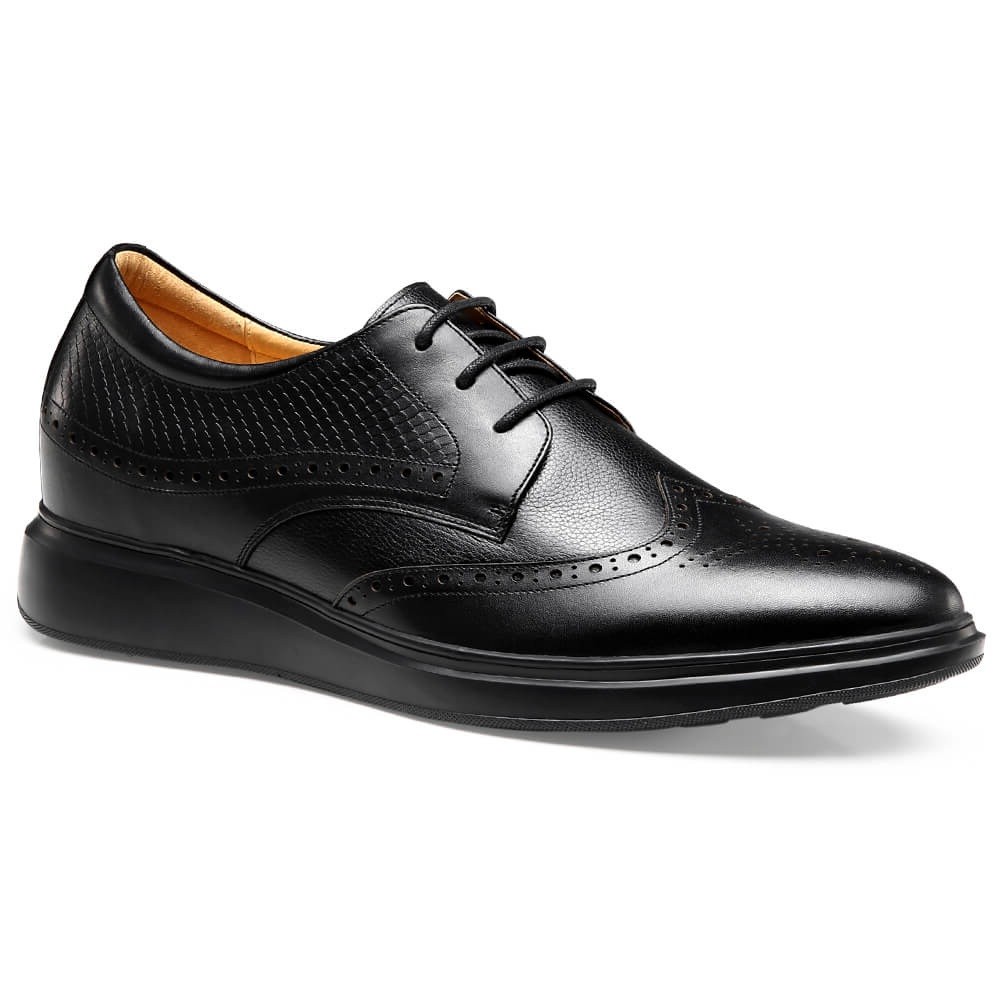 Chamaripa verhogende schoenen heren zwarte brogue schoenen met verhoogde  hiel 7 CM - H92C126F021D