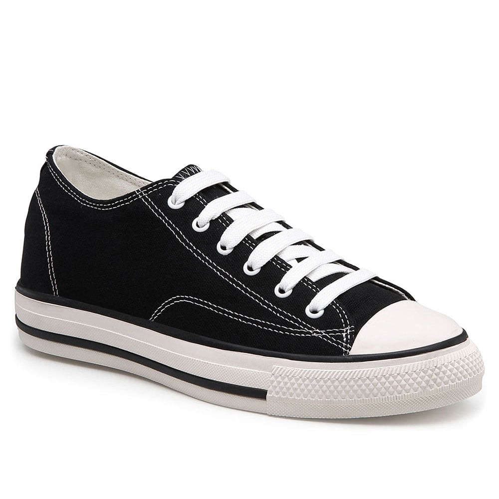 CHAMARIPA verhoogde schoenen dames sneakers met verborgen sleehak  sleehakken zwarte canvas sneakers 5 CM
