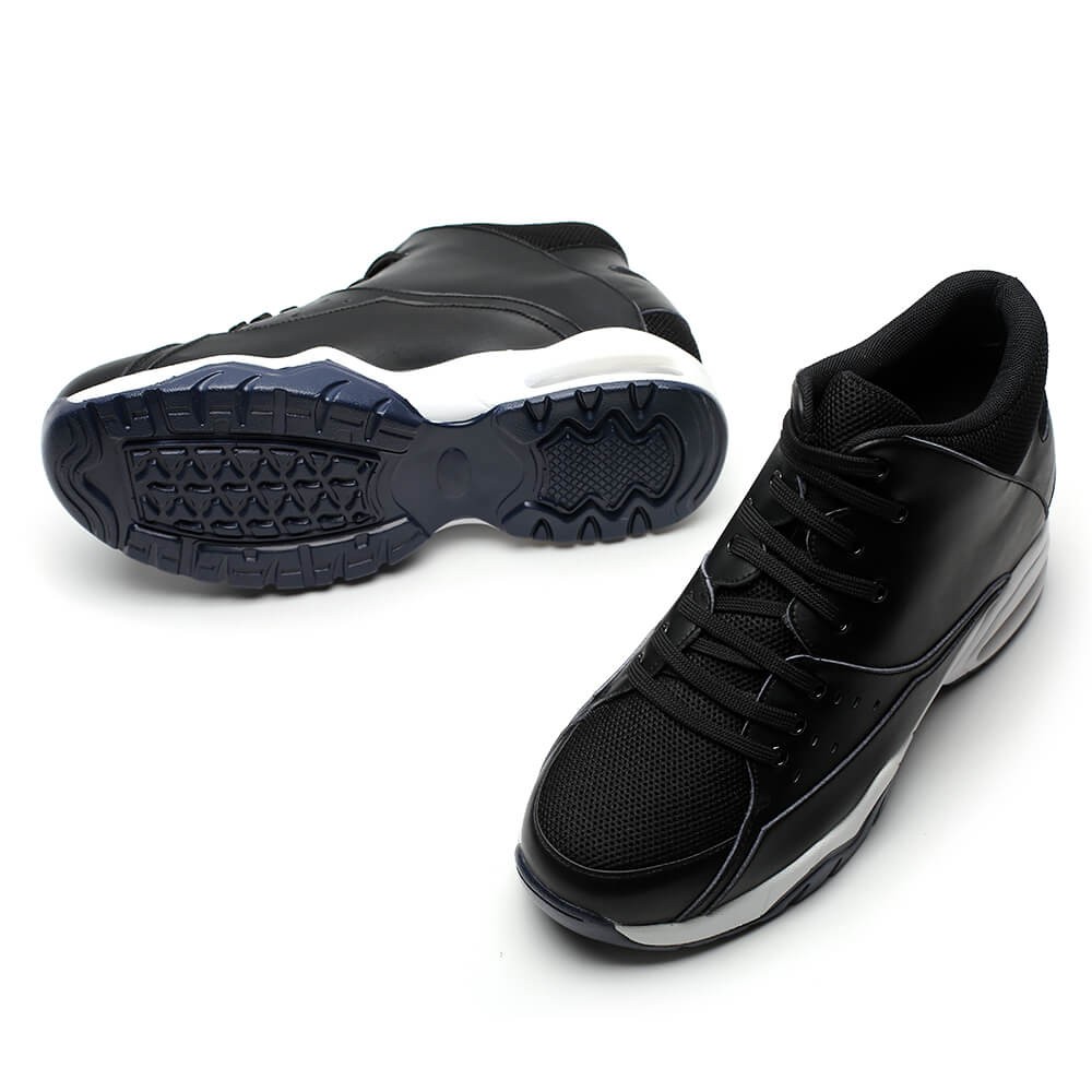 Chamaripa verhogende schoenen heren schoenen hoge zool sportschoen met  verhoogde hak zwart basketbalschoenen 9.5 CM- 329B02P