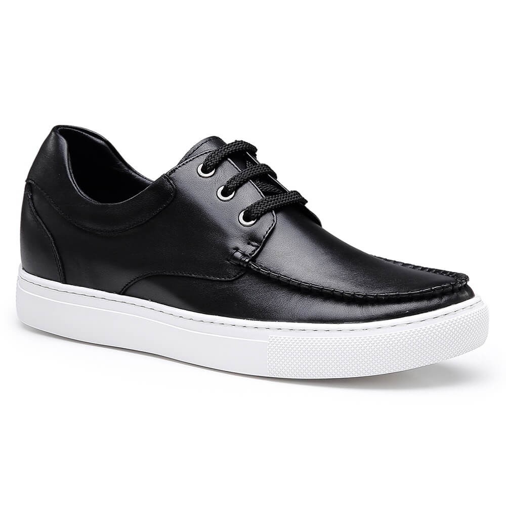 Zwarte leren hoge sneakers - Heren | MANFIELD