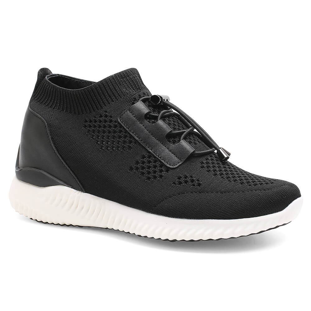 zwarte gebreide sneakers voor dames met verborgen hiel sneakers dames  sneakers met een hoogte van 8CM