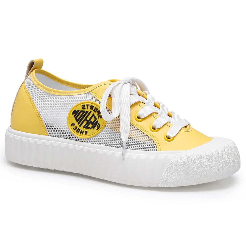 Chamaripa verhogende schoenen dames verhoogde schoenen gele sneakers voor  dames 5 CM - W92W159F071D