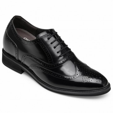 CHAMARIPA verhogende schoenen heren hoge hakken voor mannen zwart leren  oxford brogues 8CM