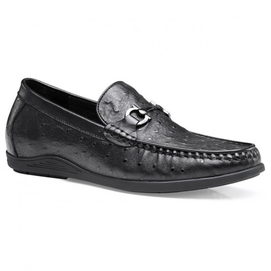 Chamaripa formel højde stigende loafer sort læder slip på Elevator sko til mænd 5 CM