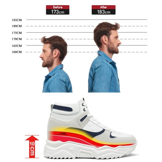 højdeforøgende sko til mænd - skoløfter for at øge højden - mænds høj top ruskindssneakers 10 CM