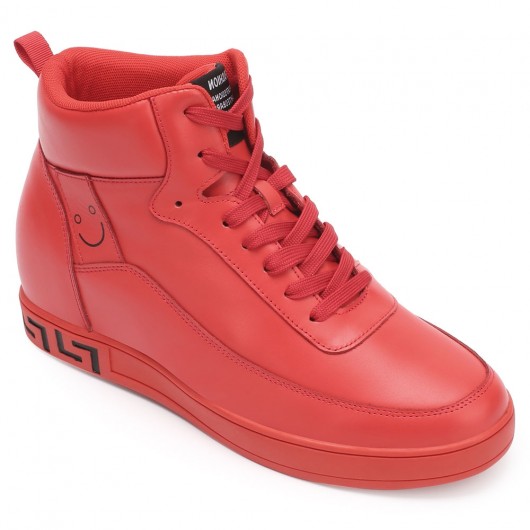 CHAMARIPA high top elevatorsko til mænd tilføje højde sneakers rød læder sneaker sko 7 CM højere