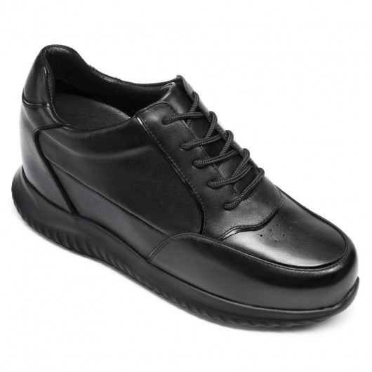 CHAMARIPA afslappet usynlig højde stigende sko til mænd sort læder høje herresko 10 cm