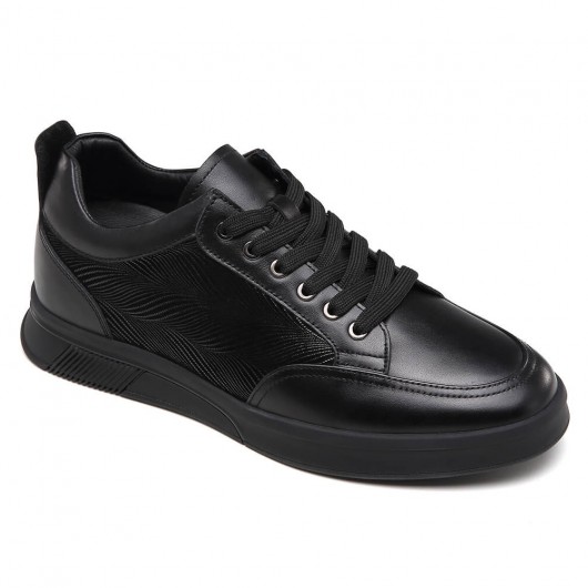 CHAMARIPA mænds højdeforøgende sko, der gør dig til højere 6 cm sort afslappet læder i sort læder
