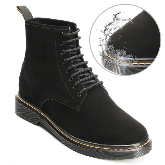 CHAMARIPA højdeforøgende elevatorstøvler vandtætte sorte nubuck læderstøvler, der gør dig højere 8 CM / 3,15 tommer