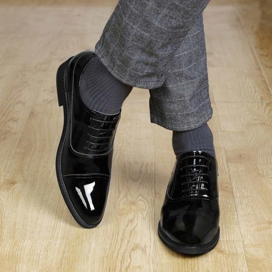 CHAMARIPA kjole elevator sko høje mænd sko sort laklæder oxfords 8 CM