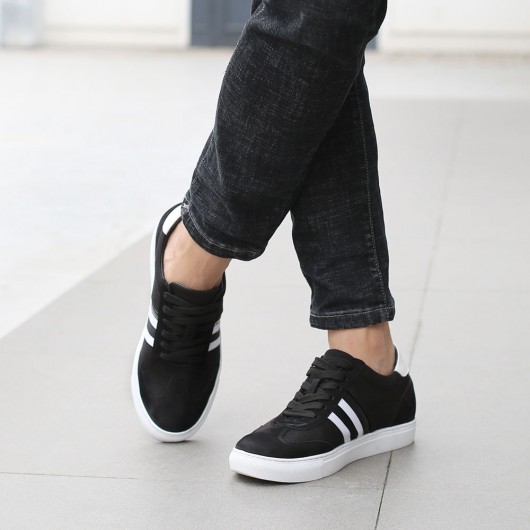 CHAMARIPA ekstra hævende sko til mænd afslappet elevate sneakers sort lærred sneakers 6 CM højere