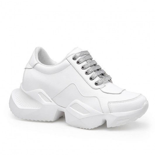 Chamaripa elevatorsko til kvinder hvide chunky sneakers højde stigende sko 8 CM / 3,15 tommer