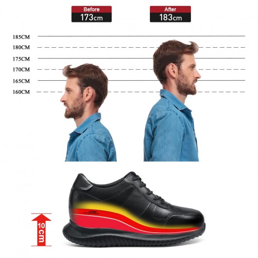 CHAMARIPA elevator sneakers til mænd sorte ægte læder sko til at være højere 10 CM