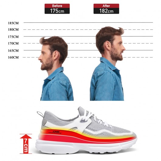 elevator sko - letvægts walking sneakers - grå strik sneakers til mænd 7CM