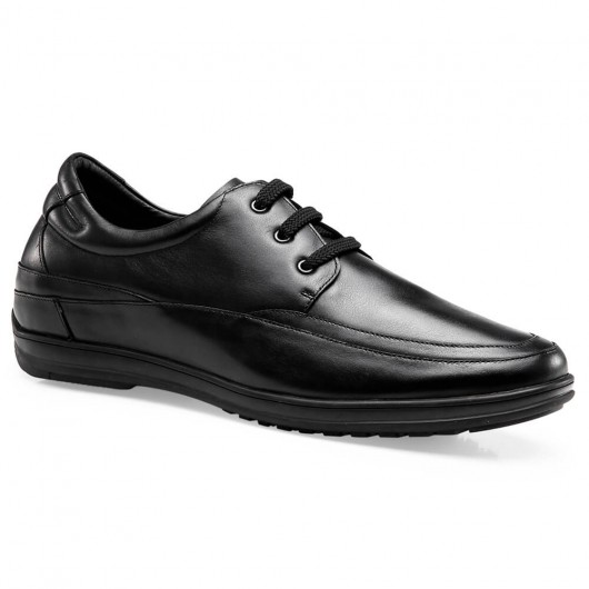 Chamaripa højde stigende sko sort læder afslappet elevator sko fører sko 6 cm / 2,36 tommer