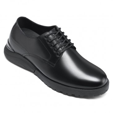 mænd højere sko - løfter sko højde stigende - sort læder business casual herre derby sko 7 CM