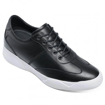 Højdeforøgende sko til mænd - Sko, der øger din højde - Sorte fritidssko til mænd 7 CM