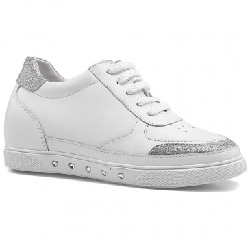 Chamaripa Elevator-sneakers til kvinder Hvid afslappet højde stigende sko 6 cm / 2,36 tommer