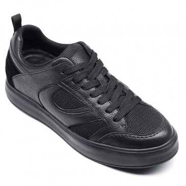 Højdeløftende sko - Sko til at øge mænds højde - Sorte sneakers til mænd 6 CM