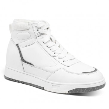 Højdeforøgende sko til damer - Elevatorsko Sneakers Dame - Hvide High Top Sneakers 6 CM