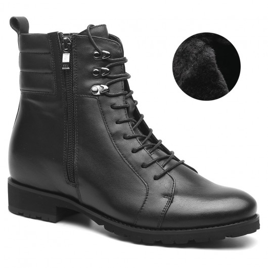 7 cm / 2,76 pouces Hauteur noir hauteur augmentation bottes de velours bottes de moto pour les hommes augmentation de taille bottes de travail